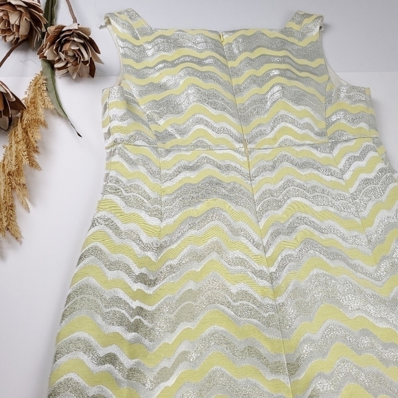 New Lilly Pulitzer Yellow Silver Stripe Dress 4 - Picture 4 of 12
